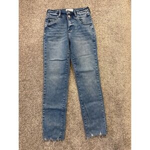KanCan Jean Women 3/25 Blue Essentials Skinny KC20023M High Rise Raw Hem Stretch